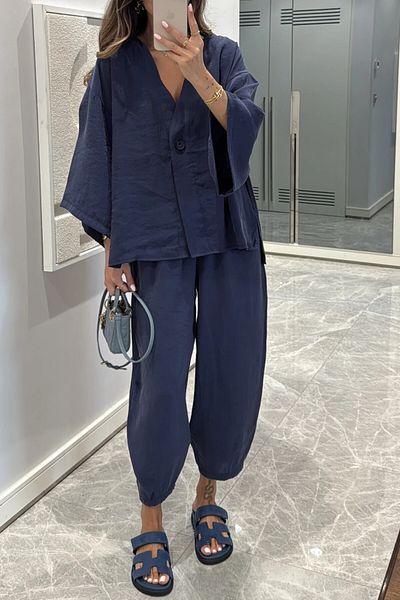 Suzi Button Detail Shirt and Shalwar Pants Set 51189