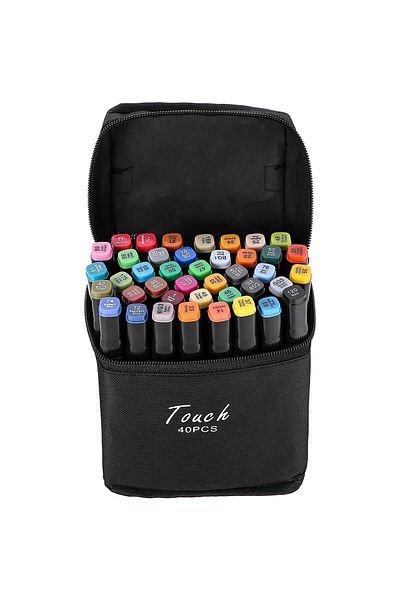 VERK Set of 40 double colored markers, writing and highlighting, storage bag
