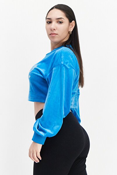 Juicy Couture Women Round Neck Embellish Sweatshirt, Turquoise Flash