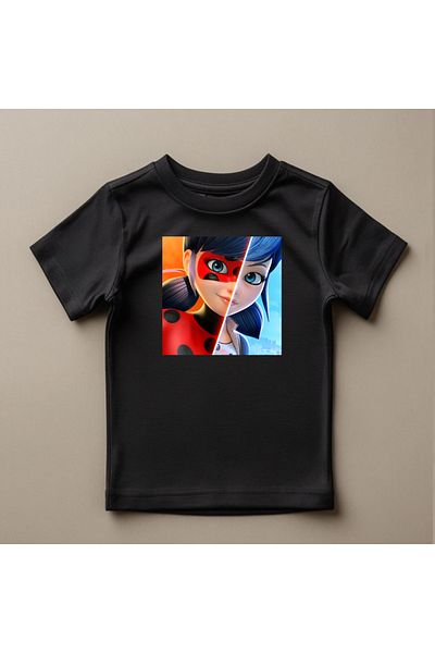 Gölge Store Tricou pentru copii cu imprimeu Ladybird și Black Cat