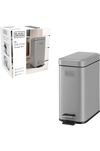 Black&Decker Slimline Soft Close Recycle Pedal Bin 5 Liter