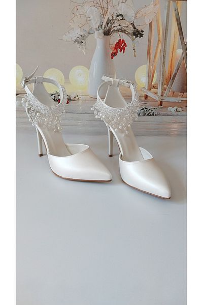 Modavien Women's Bridal Shoes with 10 cm Pearls