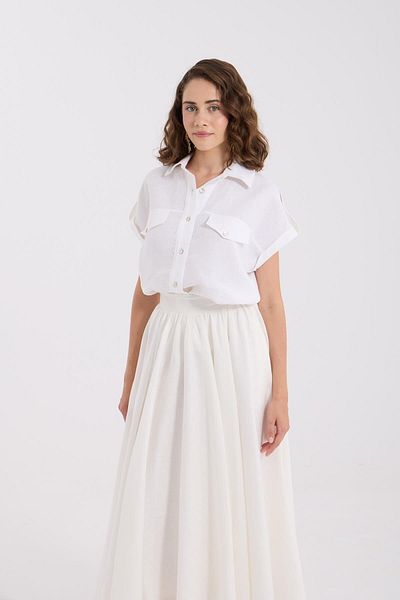 NOK İSTANBUL 100% Linen Emily Maxi Length Skirt White