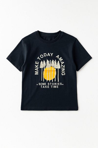 LUESS Tricou cu mânecă scurtă cu imprimeu pentru băiat, 100% bumbac - negru (3-4 ani 8-9 ani)