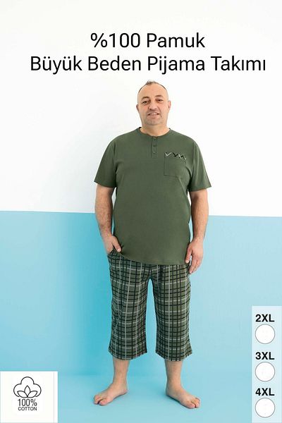 bigiyin Σετ πιτζάμες μεγάλου μεγέθους Πυτζάμες βερμούδας με κοντό μανίκι Ανδρικό κοστούμι πιτζάμες μεγάλου μεγέθους 100% βαμβάκι
