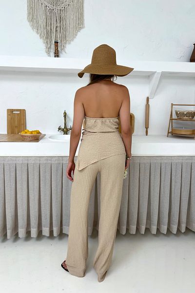 moda poni Bubble Fabric Degaje Collar Bottom-Top Set
