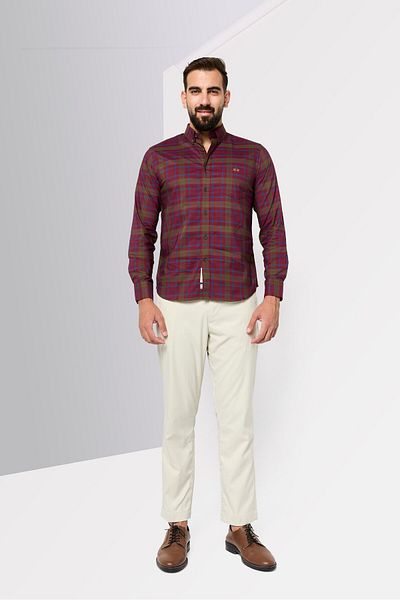 La Martina Men Tailored Fit Long Sleeves Plaid Casual Shirt, Multicolor