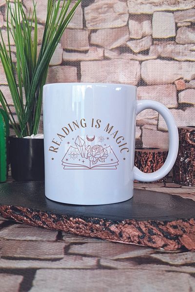 giftkonsept Reading Is Magic Written Book the Magic of Reading Theme Gift Printed Tea Coffee Presentation Mug Cup