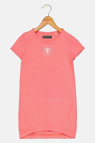 Scuderia Ferrari Toddlers Girl Brand Logo Short Sleeve Dress, Pink