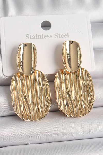 MBB ETİCARET Brass Gold Color Dangle Square Plate Model Women's Earrings - Tj-Bkp10065