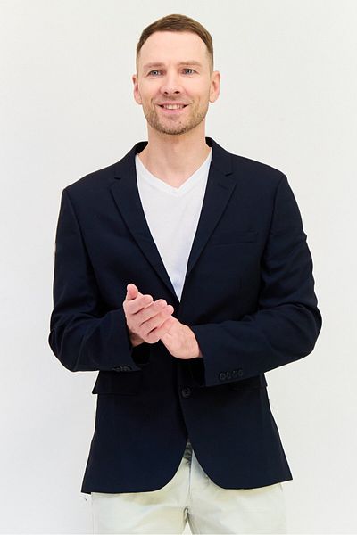 Asos Design Men Regular Fit Long Sleeve Solid Semi Formal Blazer, Navy