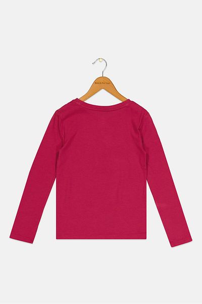GAP Kids Girl Graphic Print Long Sleeves Top, Dark Pink