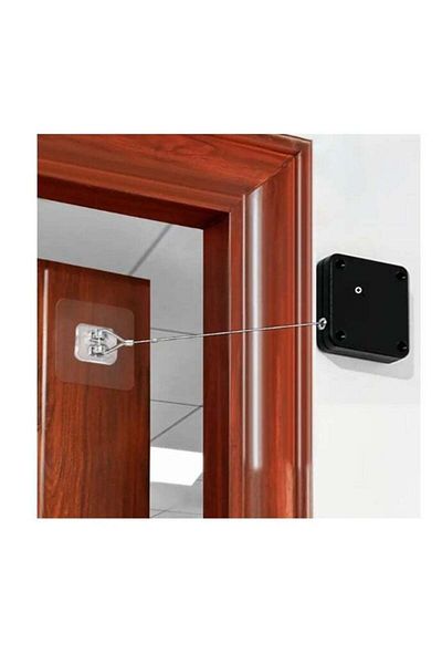 Generic Automatic Door Closer with Sensor, Strong ABS Material, 1.2m Steel Cord, Black