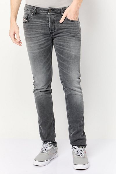 Diesel Men Troxer Skinny Fit Washed Stretchable Denim Jeans, Grey