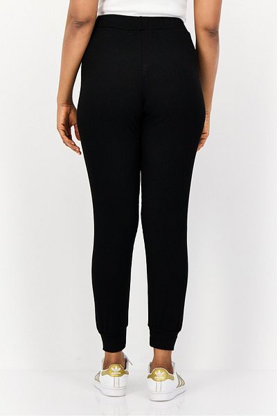 Brave Soul Women Regular Fit Textured Jogger Pants, Black