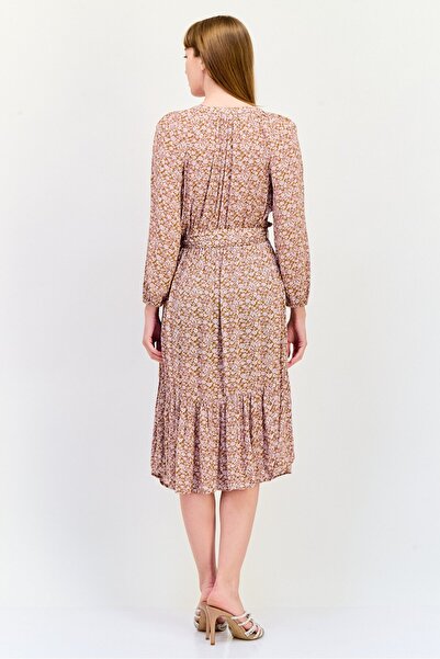 GAP Women Allover Print Belted Midi Dress, Multicolor