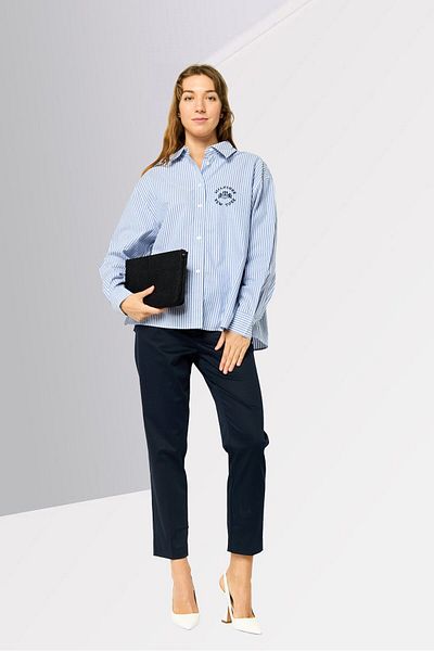 Tommy Hilfiger Women Regular Fit Solid Chino Pants With Belt, Navy