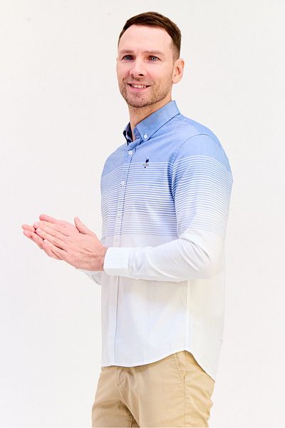 Giordano Men Slim Fit Micro Stripe Long Sleeves Casual Shirt, Multicolor