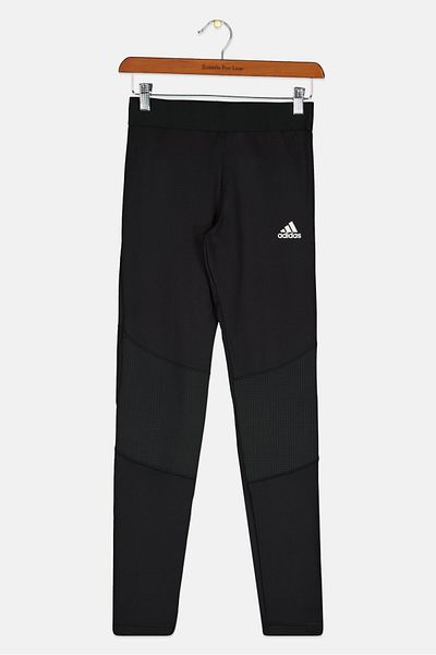 adidas بنطال رياضي بشعار العلامة التجارية للبنات، أسود
