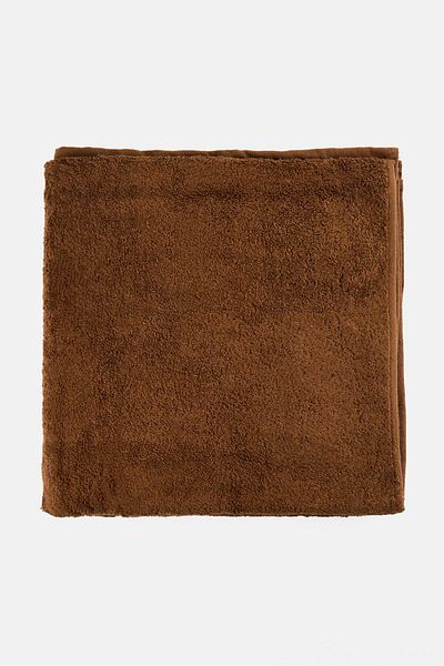 COTTON HOME Textured Bath Towel 70 x 14 cm, Wood Brown
