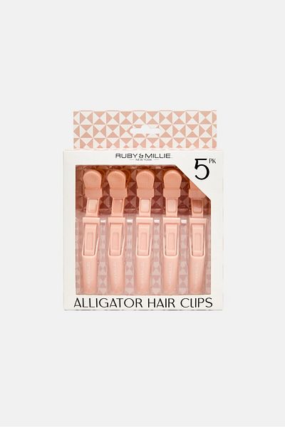 Ruby & Millie 5 Pcs Alligator Hair Clips, Dark Peach