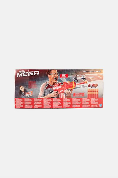 Nerf Mega Motostryke Motorized Blaster E6474, Red/Grey/White Combo
