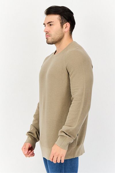 Dockers Men Crew Neck Textured Long Sleeve Sweatshirt, Olive