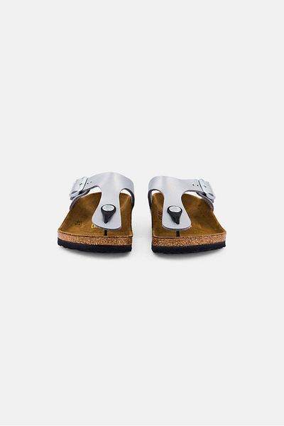 Birkenstock صندل فلين سهل الارتداء للبنات، فضي