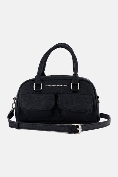French Connection Women Brand Logo Satchel Bag, Black