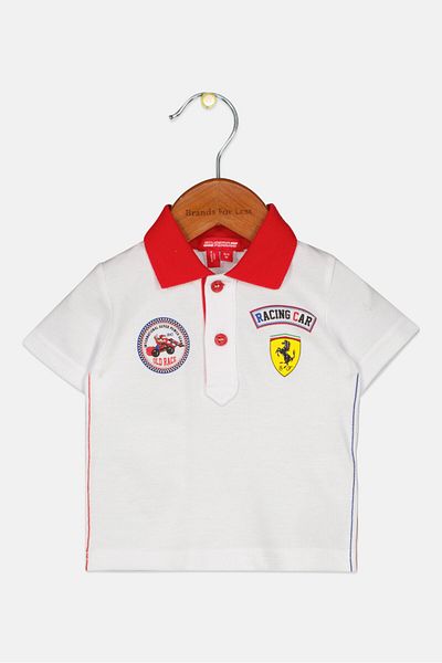 Scuderia Ferrari Toddlers Boy Short Sleeve Outdoor Polo Shirts, White