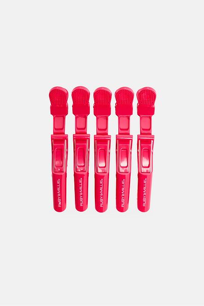 Ruby & Millie 5 Pcs Alligator Hair Clips, Pink
