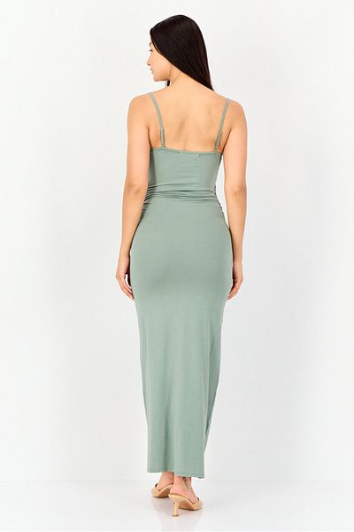 Bebe Women Solid Maxi Dress, Sage Green