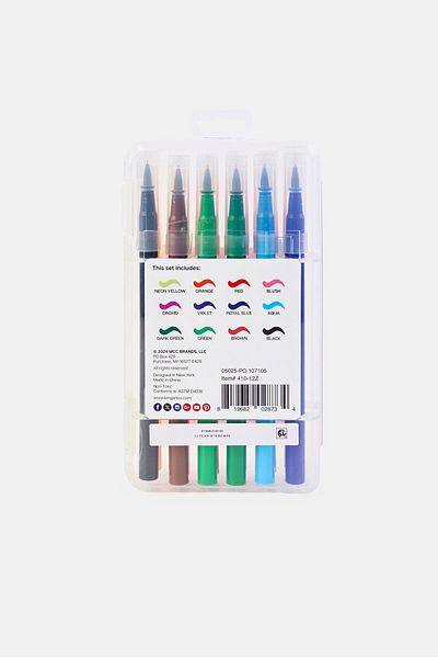 Kingart 12 Pieces Soft Tip Watercolor Brush Marker With Case, Multicolor