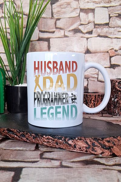 giftkonsept Husband Dad Programmer Legend Printed Software Engineer Gift Printed Tea Coffee Presentation Mug Cup