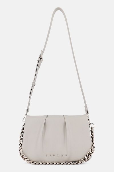 Sisley Women Brand Logo Shoulder Bag, Light Taupe