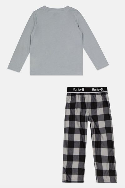 Hurley Toddlers Boy 2 Piece Printed Pajama Top And Bottom Set, Grey Black Combo