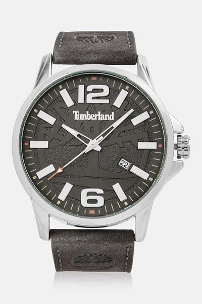 Timberland Men TDWJB2004201 Leather Analog Watch 45mm, Grey