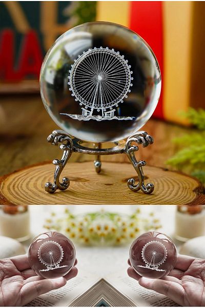 Wolawood Premium Crystal Glass Snow Globe with 3D Metal Stand Decorative Figurine Stylish Elegant Ornament Gift Special Set