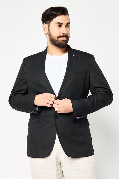Tommy Hilfiger Men Tailored Fit Checkered Formal Blazer, Black