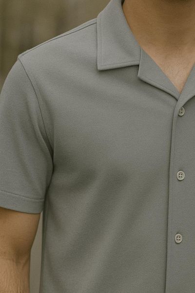 DAMGA JEANS Ανδρικό casual καλοκαιρινό κοντομάνικο Basic γκρι πουκάμισο
