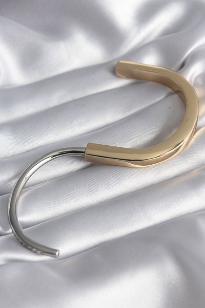 MBB ETİCARET 316L Steel Gold Silver Color Zircon Stone Tffny Vip Series Women's Handcuffs - Tj-Bb5841