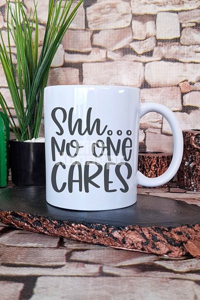 giftkonsept Shh...No One Cares Sarkastik Gift Printed Tea Coffee Presentation Mug Cup