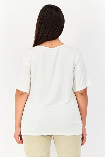 Giordano Women Scoop Neck Short Sleeves Solid Tops, White
