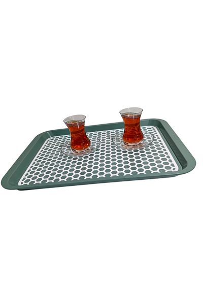 Geseus Non-Slip Based Serving Tray Presentation Tray Large Size-1136-02-Bordo,Green