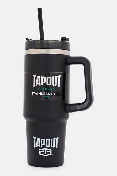 Tapout Fitness Stainless Steel Vacuum Insulated Tumbler With Straw 900ml, Black