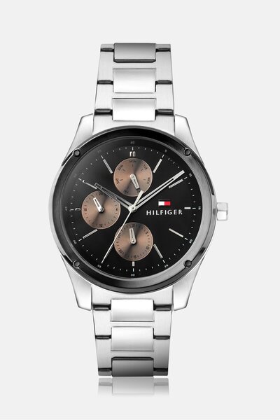 Tommy Hilfiger Men 1710534 Chronograph Quartz Watches 44 mm, Silver/Black