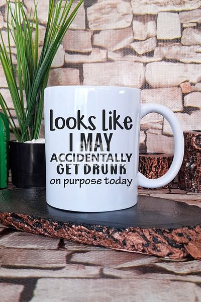 giftkonsept "May Accidentally Get Drunk or Purpose" Funny Gift Printed Tea Coffee Presentation Mug Cup