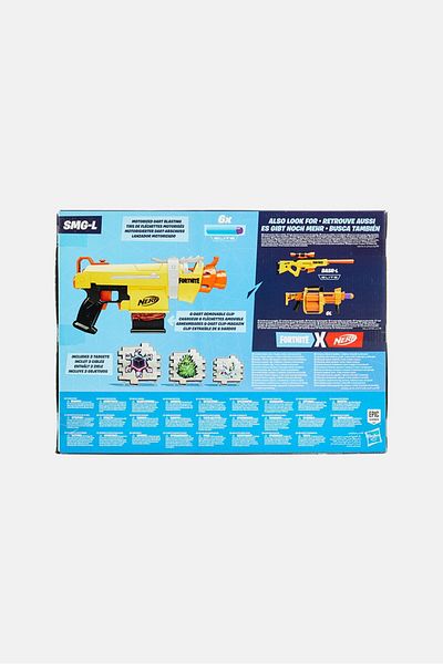 Nerf Fortnite SMG-L Motorised Dart Blaster, Yellow Combo