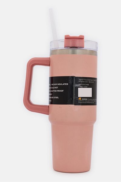 Tapout Fitness Stainless Steel Vacuum Insulated Tumbler With Straw 900ml, Pink