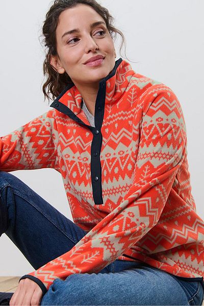 Tchibo Women Mock Neck Long Sleeve Allover Print Sweater, Multicolor